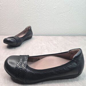 Abeo Ballet Flats 6 Narrow Fit Black Leather Preppy Arch Support Comfort Shoes